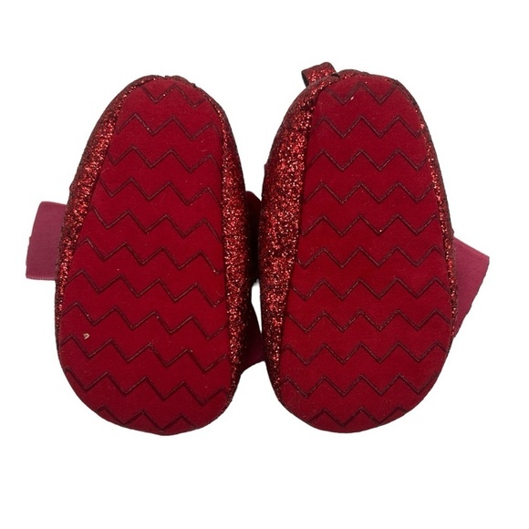 Target Red Glitter Velvet Bow Slip On Mary Jane Shoes Size 0-3 Mths Baby Girl - Picture 7 of 8
